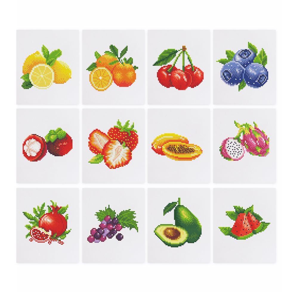 12 Mini Diamond Paintings  frukt sett