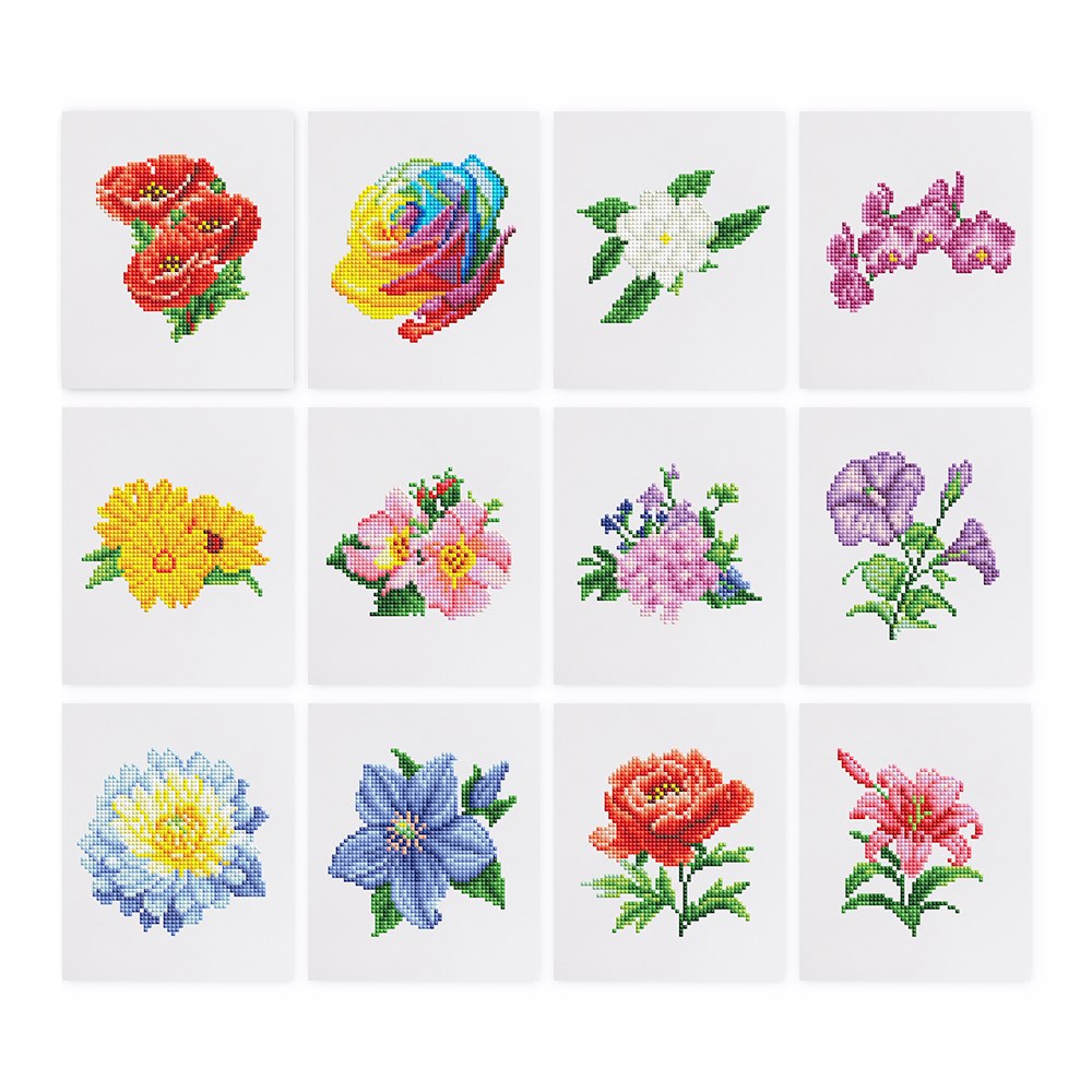 12 mini Diamond Painting  blomstersett 2.0