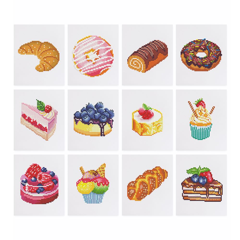 12 mini Diamond Paintings   Bakverk sett