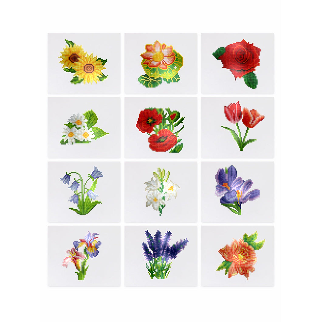 12 mini Diamond Painting  blomstersett