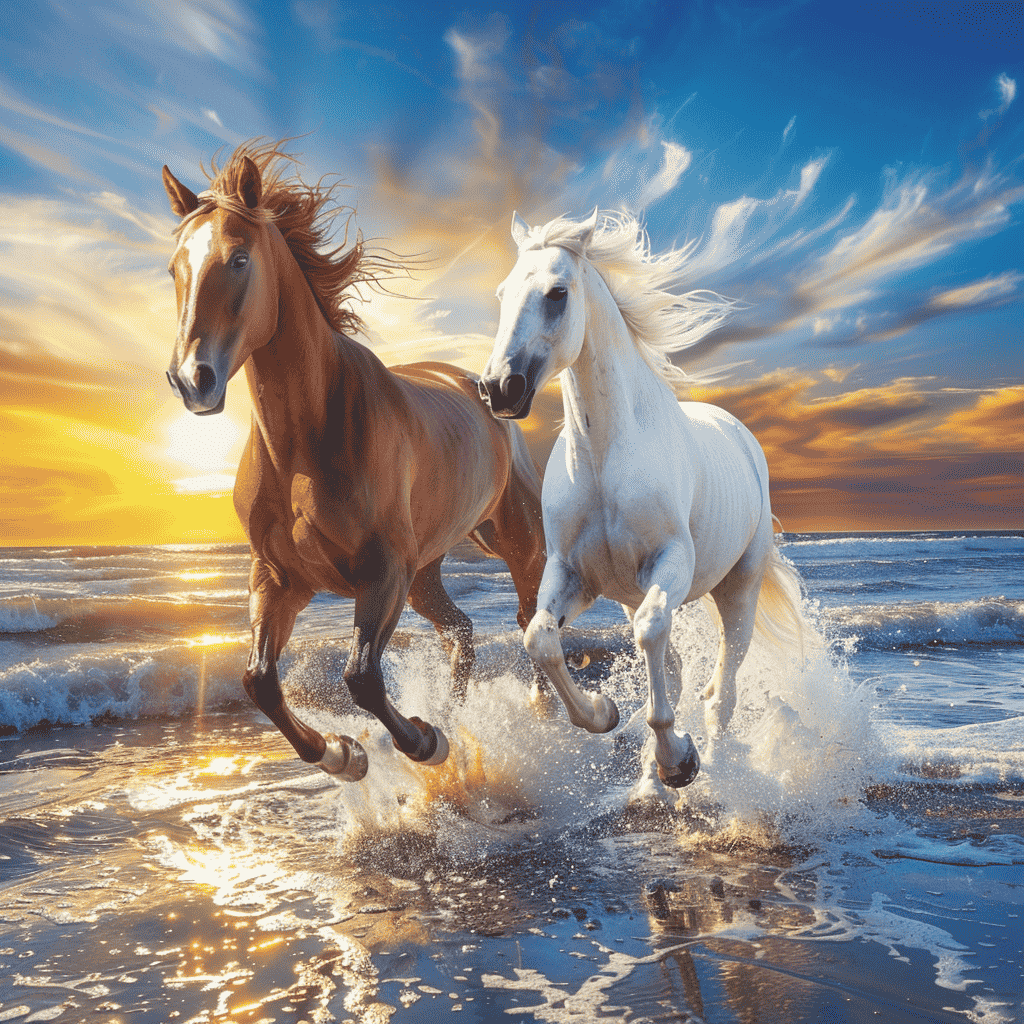 2 hester på Stranden