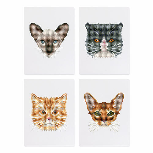4 mini Diamond Paintings- katte sett