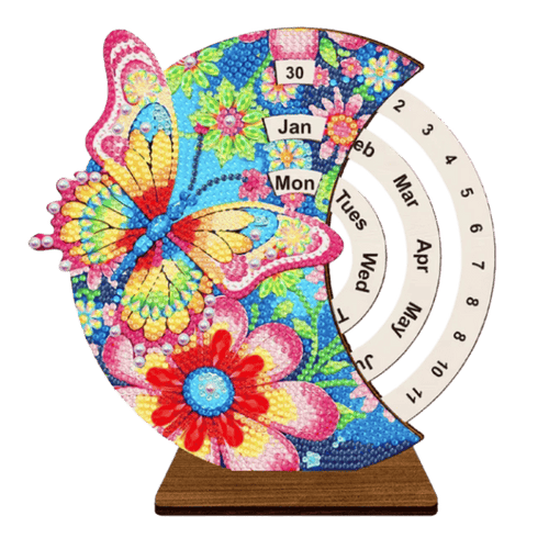 Diamond Painting evigvarende kalender | Sommerfugl og blomster