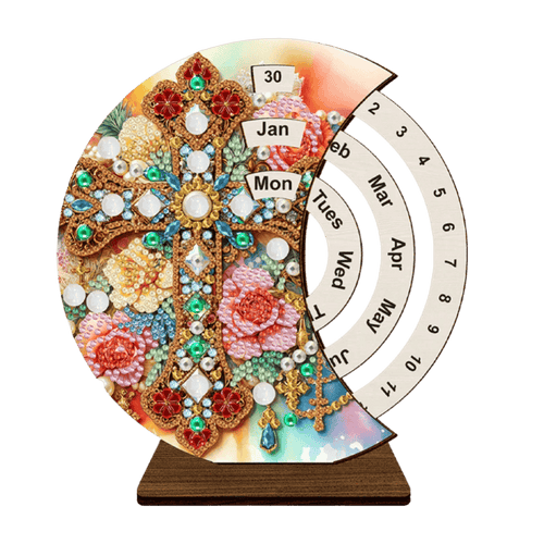 Diamond Painting evigvarende kalender | Blomsterkors