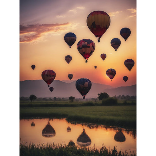 Luftballonger ved solnedgang