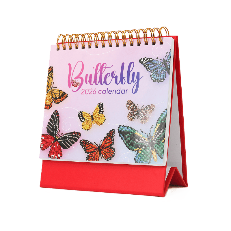 2026 Diamond Painting Skrivebordskalender – Sommerfugl Edition