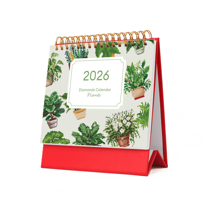 2026 Diamond Painting skrivebordskalender   Planteutgave