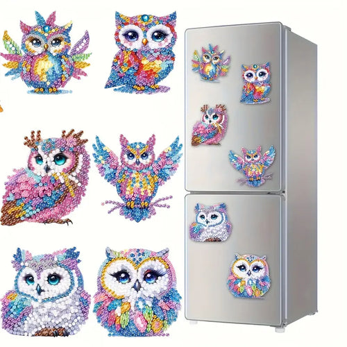 Diamond Paintings magneter – Sett med 6 ugler