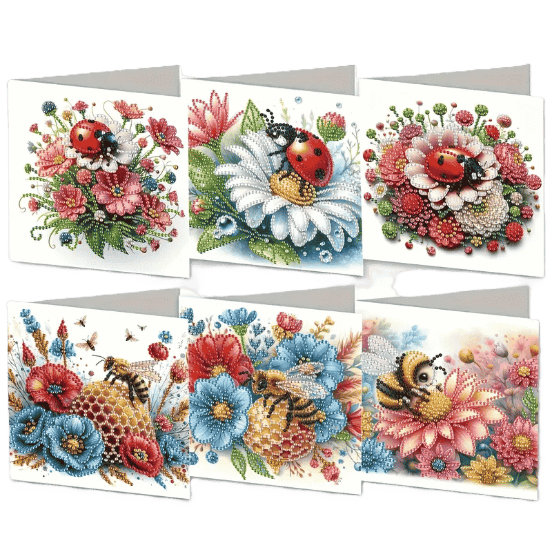 Gratulasjonskort – Blomster & Insekter | 6 stk.
