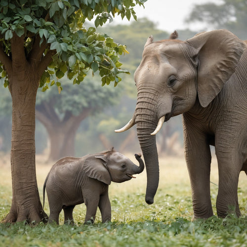 Elefant med unge
