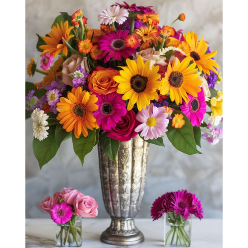 Blomsterbukett i vase