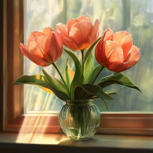 Tulipaner ved vinduet