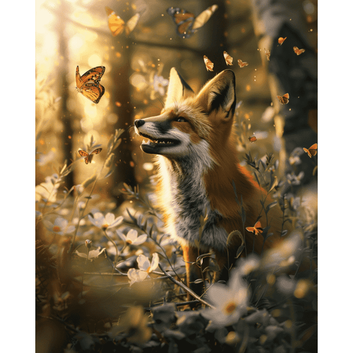 Diamond painting - Reven og sommerfuglen