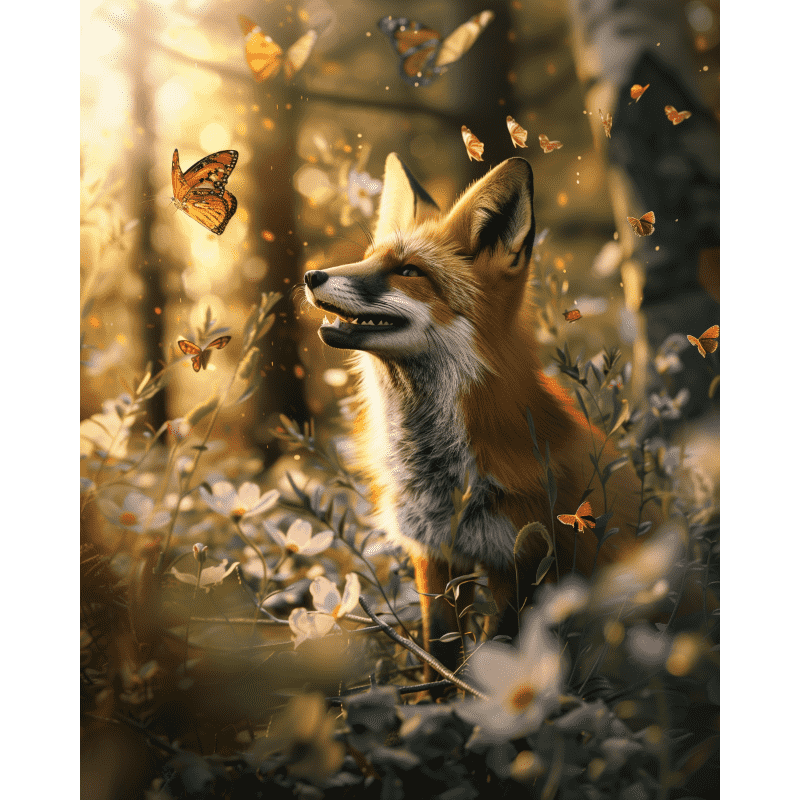 Diamond painting   Reven og sommerfuglen