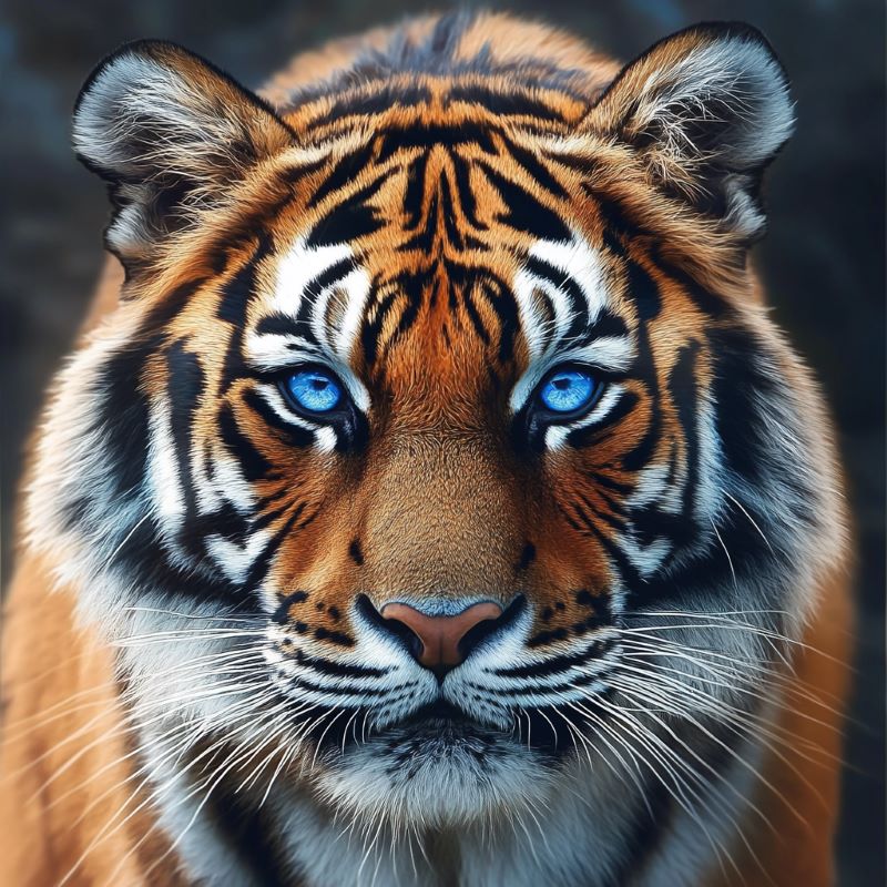 Tiger med blå øyne