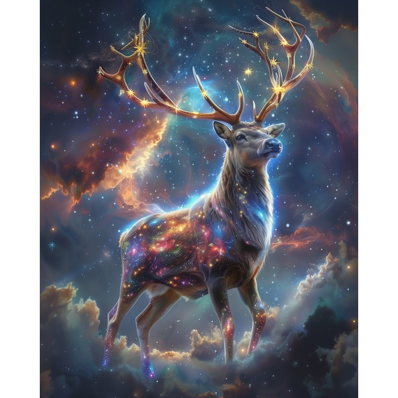 Diamond painting   Majestetisk hjort i skyene
