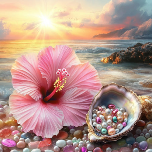 Hibiskusblomst og skjell
