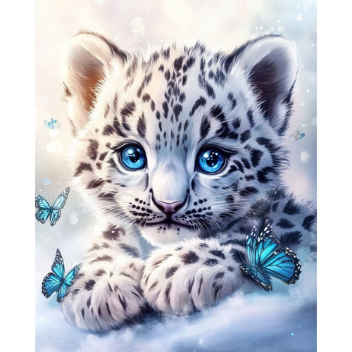 Baby leopard med blå øyne