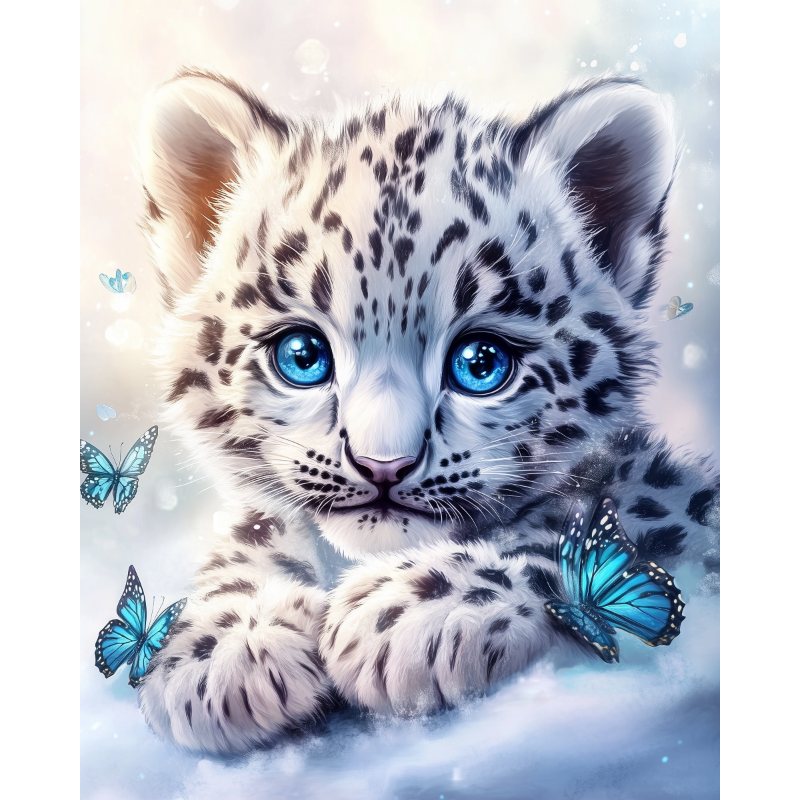 Baby leopard med blå øyne