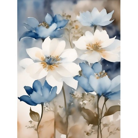 Blomster blå/hvit