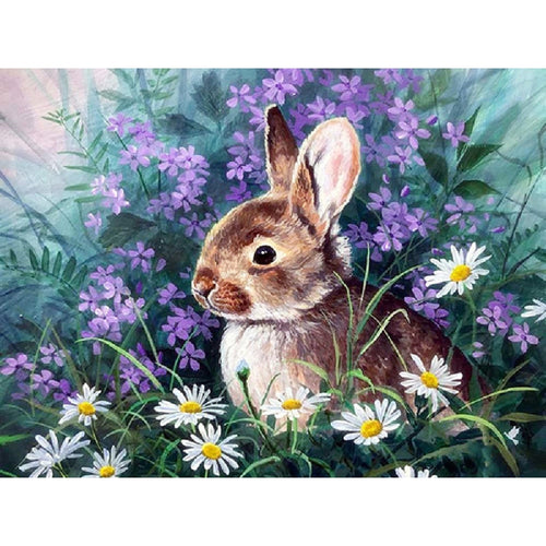 Søt hare med blomster