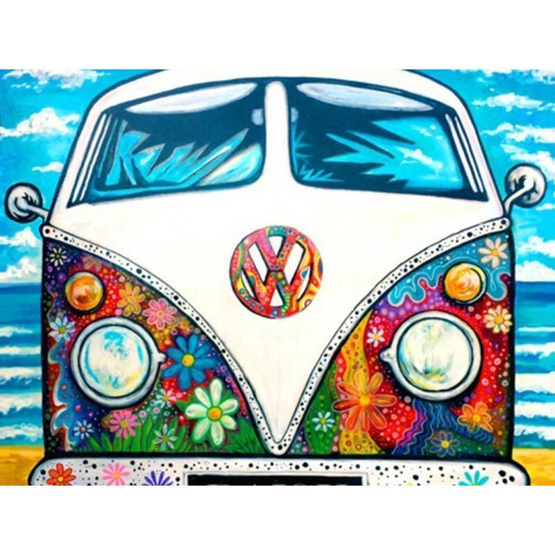 Gammal VW buss hippie Diamantmålning | Eget foto diamantmålnings | Diamond painting | Fyndiq | Sverige