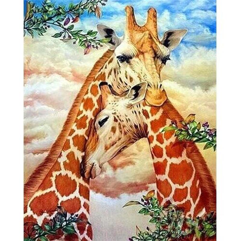 Giraffen - Schilderen op nummer Diamond painting | Eigen foto | Dieren | Kopen | Dikke dames | Action | Nederland | Steentjes | Diamant | De Diamond Painter