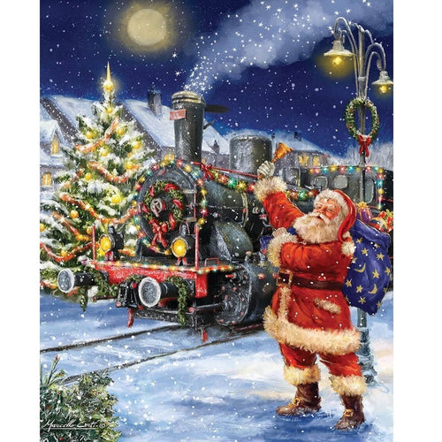 Jultomte vid tåg Diamantmålning | Eget foto diamantmålnings | Diamond painting | Fyndiq | Sverige