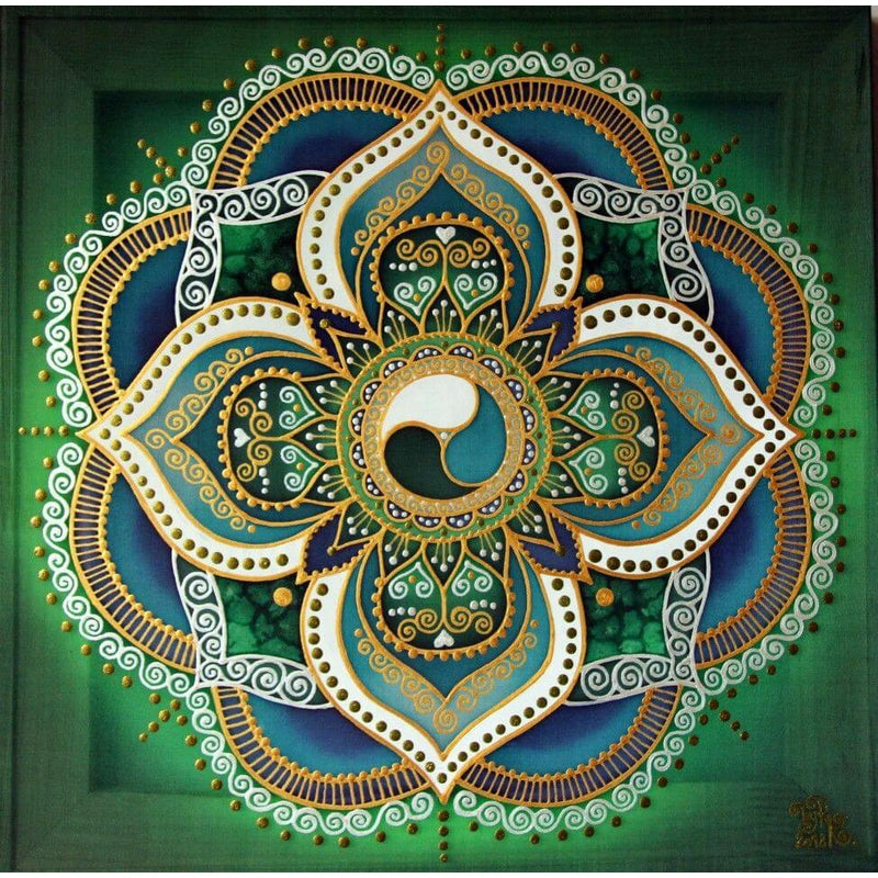 Mandala grön Diamantmålning | Eget foto diamantmålnings | Diamond painting | Fyndiq | Sverige