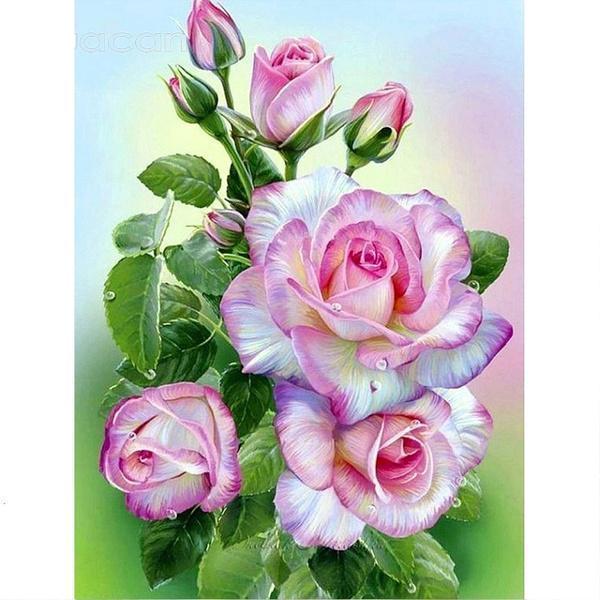 Rosa rosor Rosa rosor Diamantmålning | Eget foto diamantmålnings | Diamond painting | Fyndiq | Sverige
