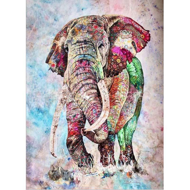 Fargerik elefant 1 | Maleri etter tall
